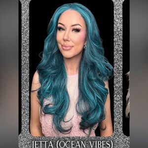CSC PETITE Jetta Ocean Vibes Long Women's Wig - Teal Blue Turquoise Mermaid